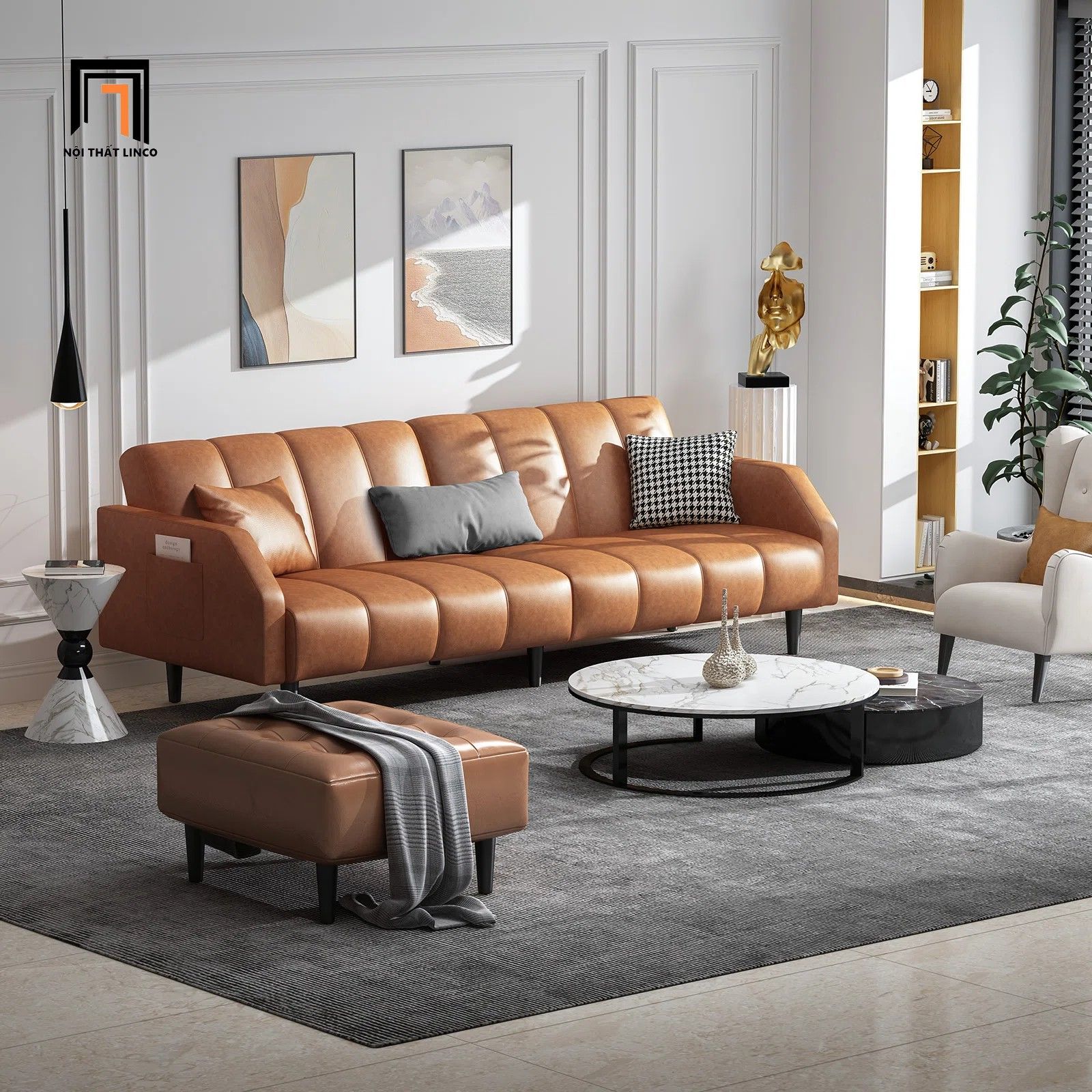 Sofa bed bật giường da công nghiệp GB98 Fabry 2m hiện đại