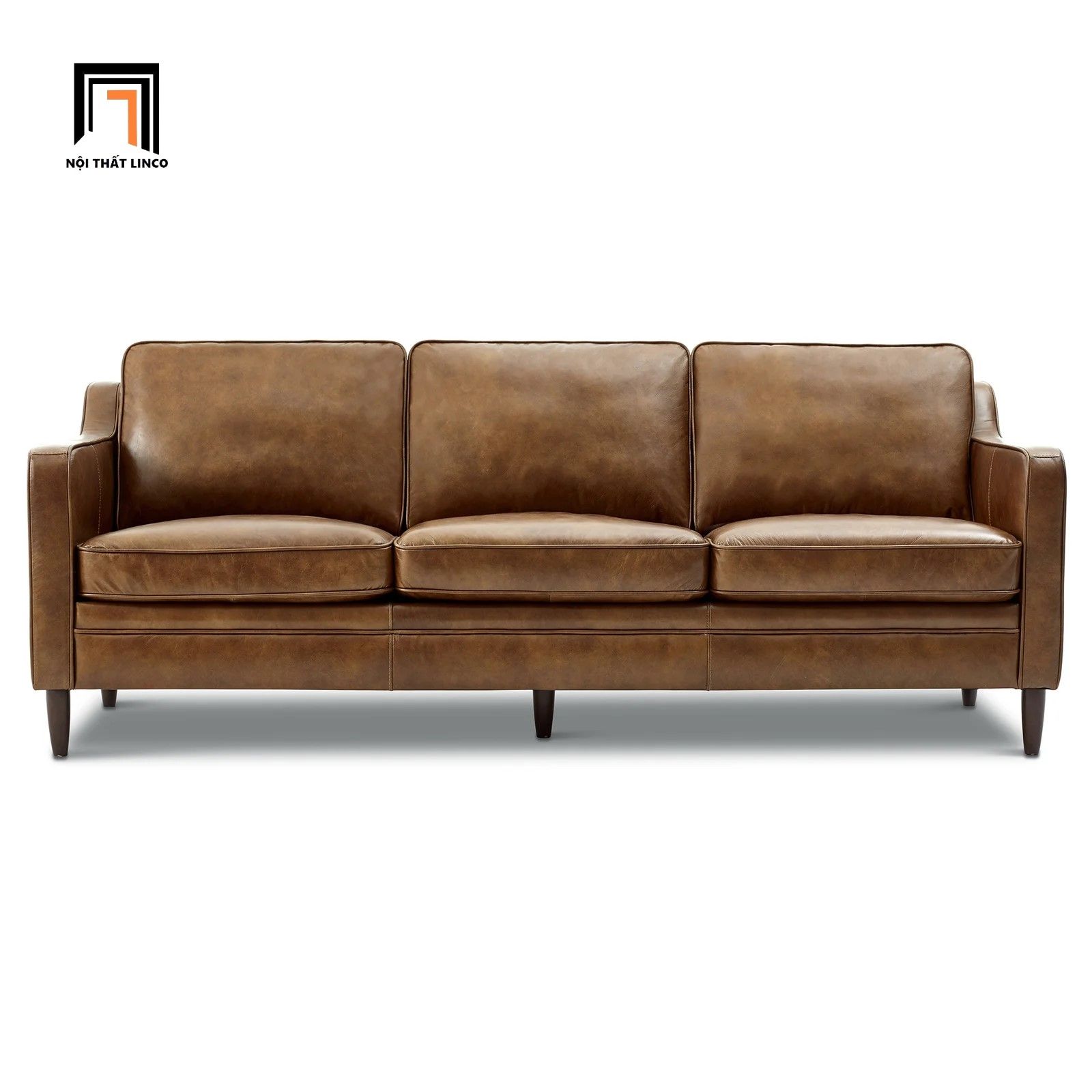 Ghế sofa băng gia đình BT33 Abbot dài 2m bọc da giả màu da bò