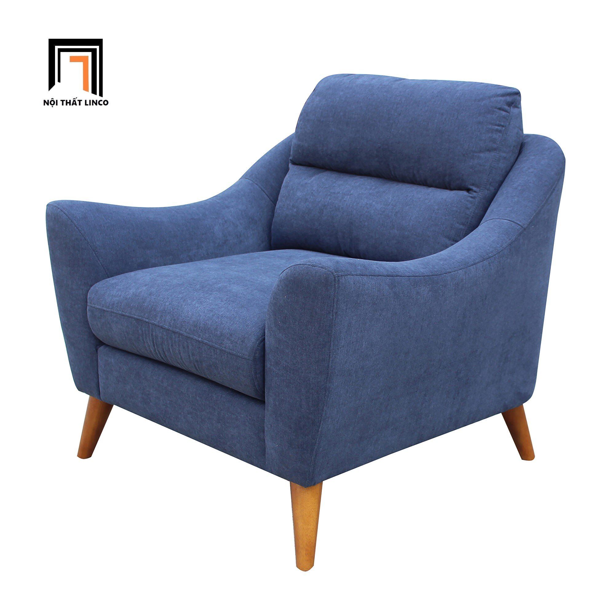 Ghế sofa thư giãn 1 nệm ngồi DT60 Gano vải nỉ xanh dương