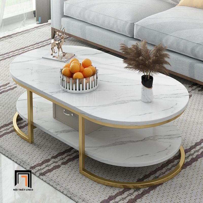 Bàn sofa đẹp 1m x 50 mặt đá oval BSF16 Keen cho gia đình nhỏ