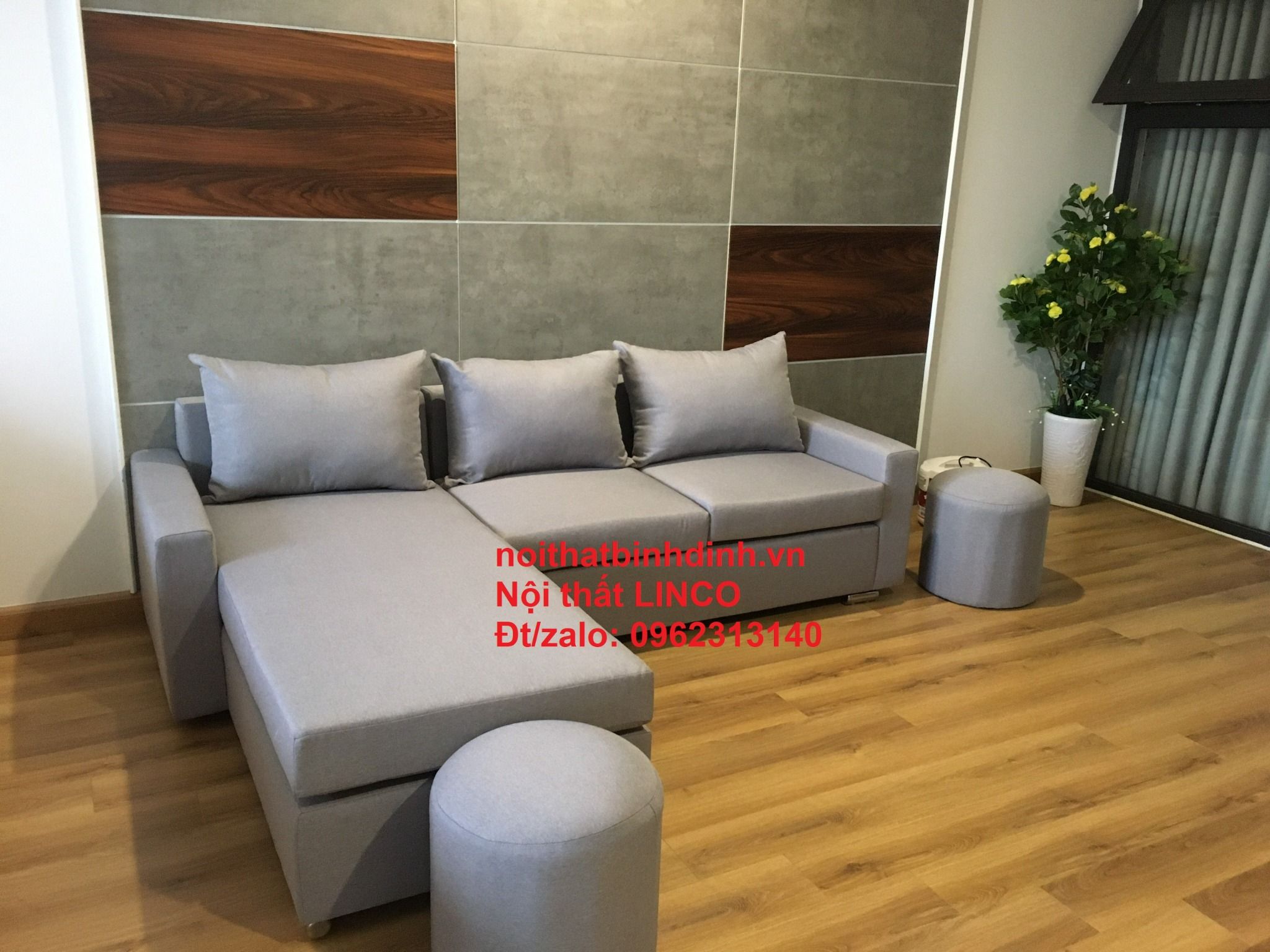 Bộ ghế sofa góc L 2m2 x 1m6 giá rẻ xám ghi trắng