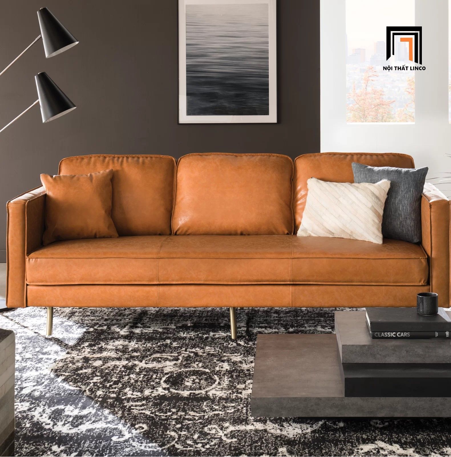 Ghế sofa băng dài 2m BT32 Roderic sang trọng chân inox