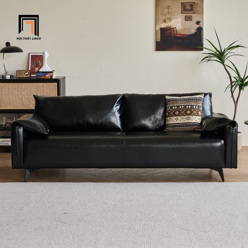 Combo 2 ghế sofa da Pu bóng màu đen KT152 Napita sang trọng