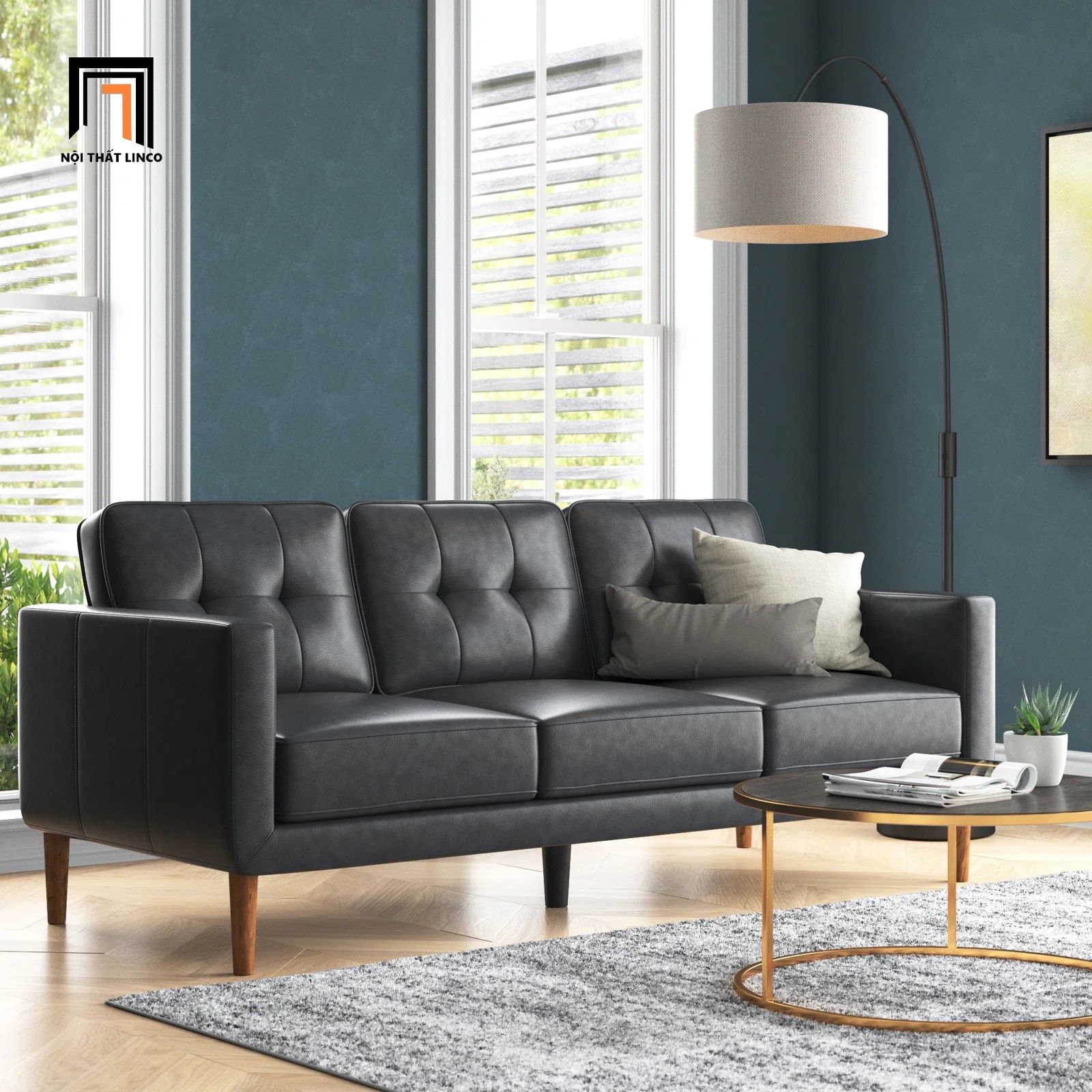 Ghế sofa băng 3 chỗ ngồi BT73 Canape dài 2m da giả