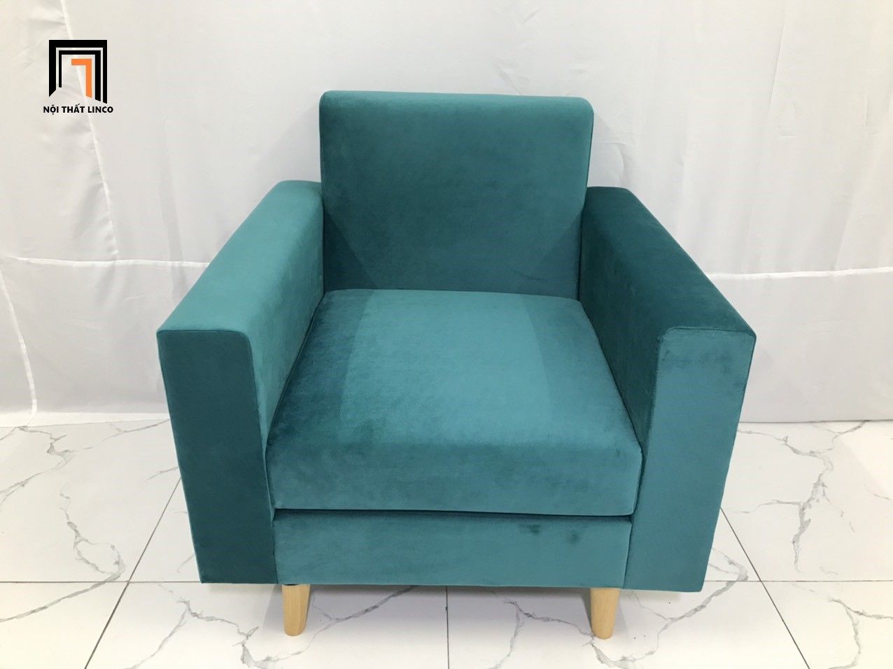Ghế sofa đơn xanh lá vải nhung NS05 giá rẻ cho gia đình
