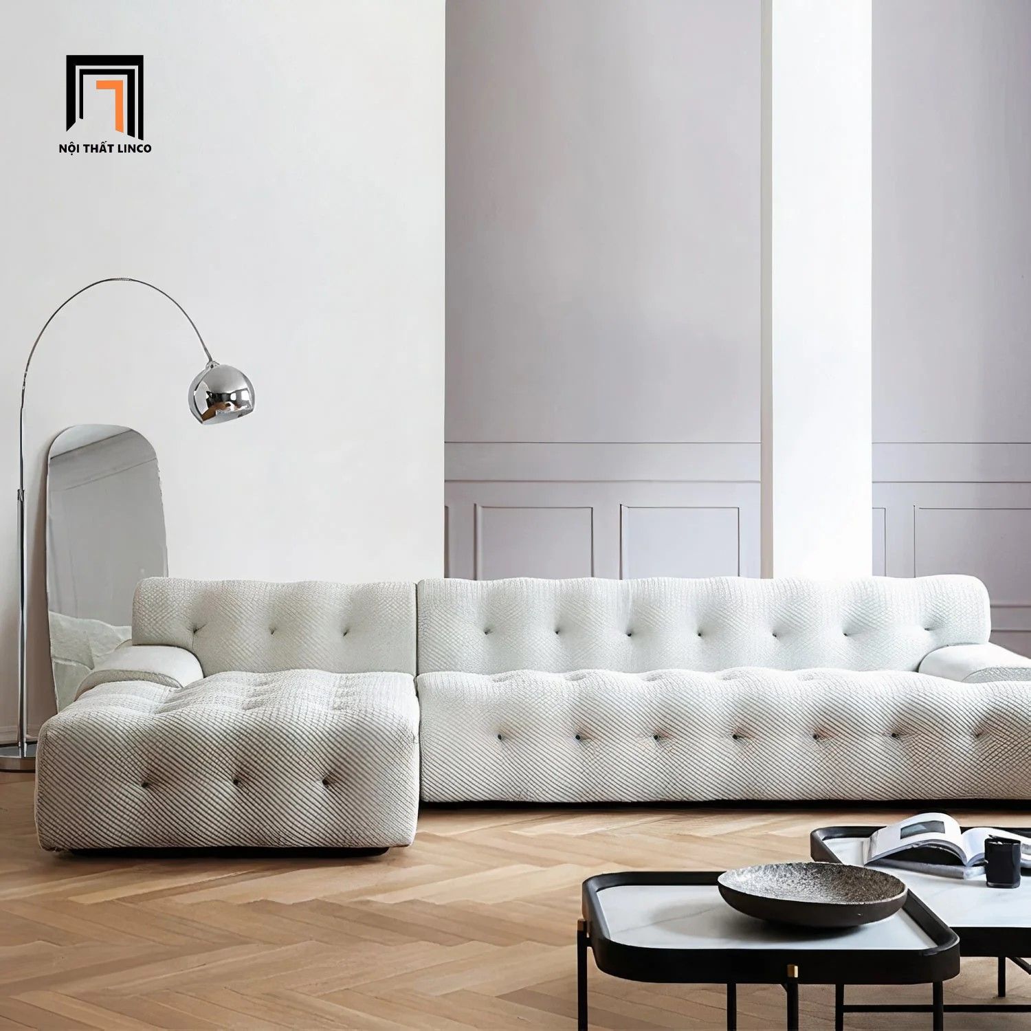 Ghế sofa góc L xinh xắn 2m6 x 1m6 GT197 Leeya cho gia đình