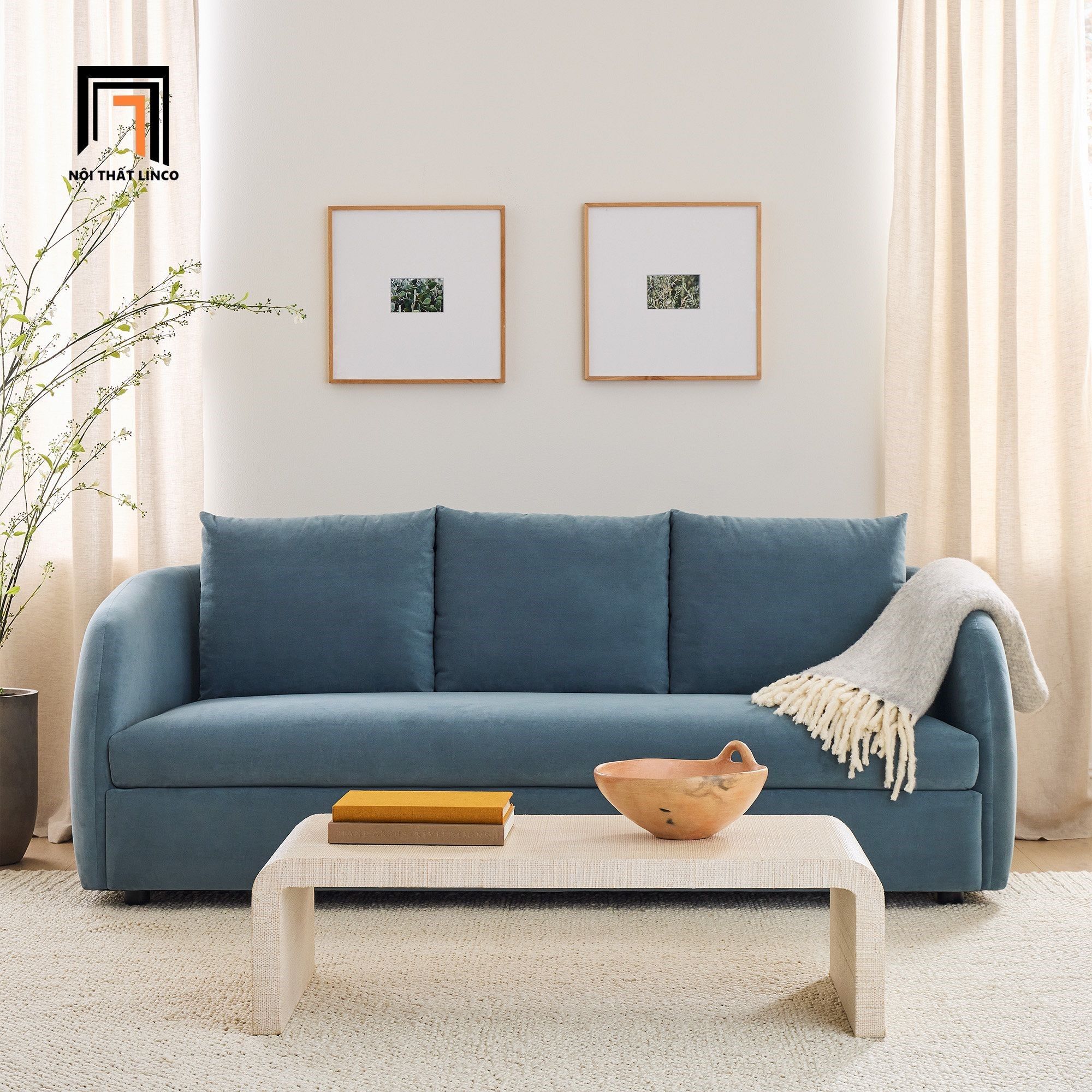 Ghế sofa băng cong vải nỉ BT121 Audrey 2m giá rẻ