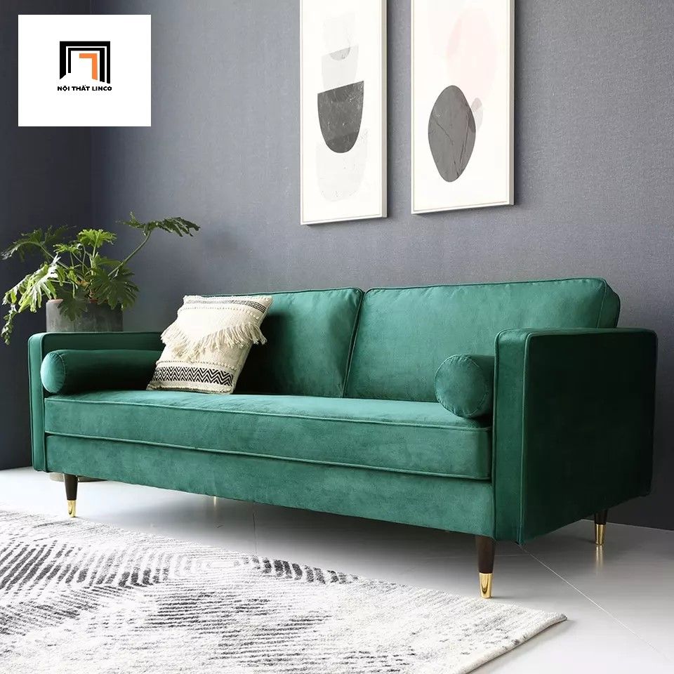 Ghế sofa băng dài BT1 dài 1m9 xanh lá vải nhung giá rẻ