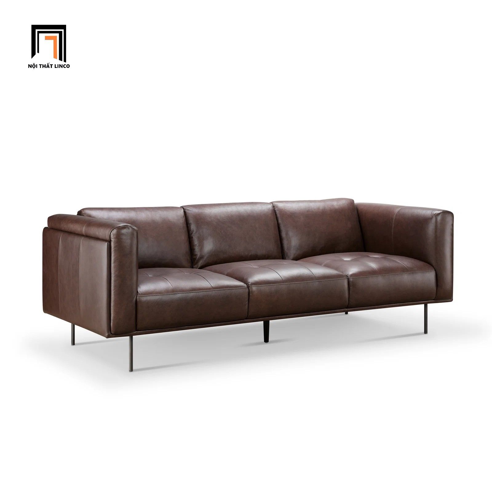 Set ghế sofa phòng khách da giả nâu KT130 Foxcon sang trọng