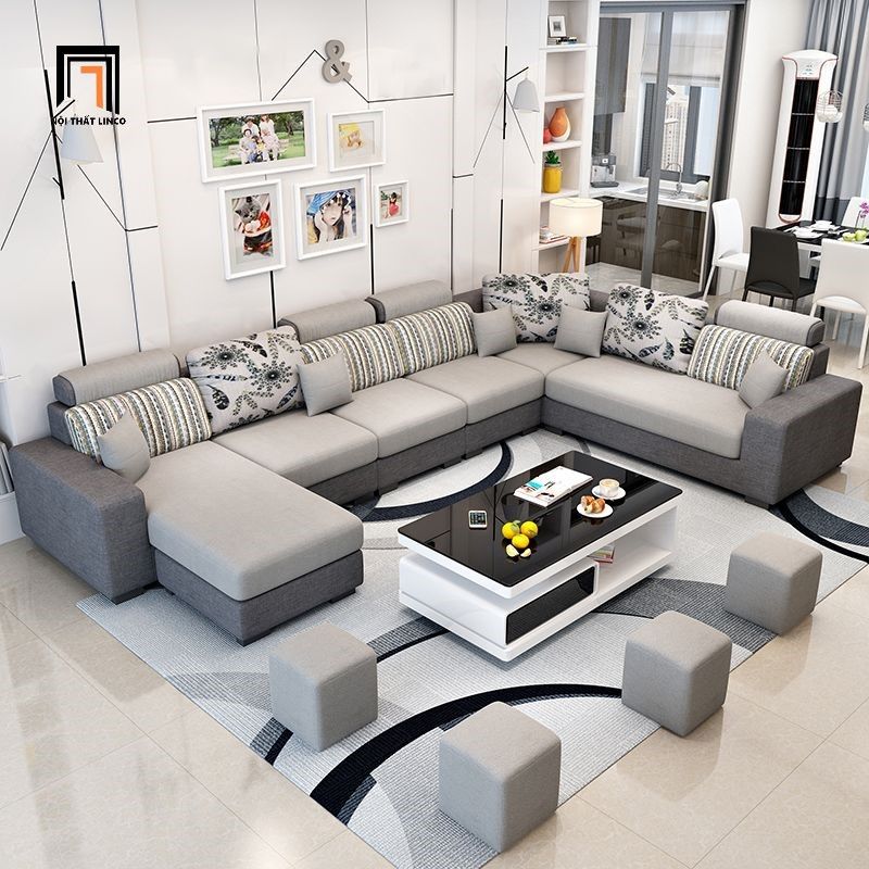 Bộ ghế sofa góc chữ U 3m45 GT123 Arian cho phòng khách lớn