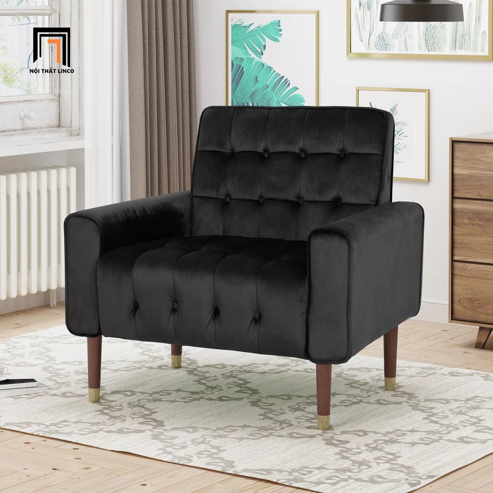 Ghế sofa đơn 1 người ngồi cho shop tiệm DT41 Wyton vải nhung