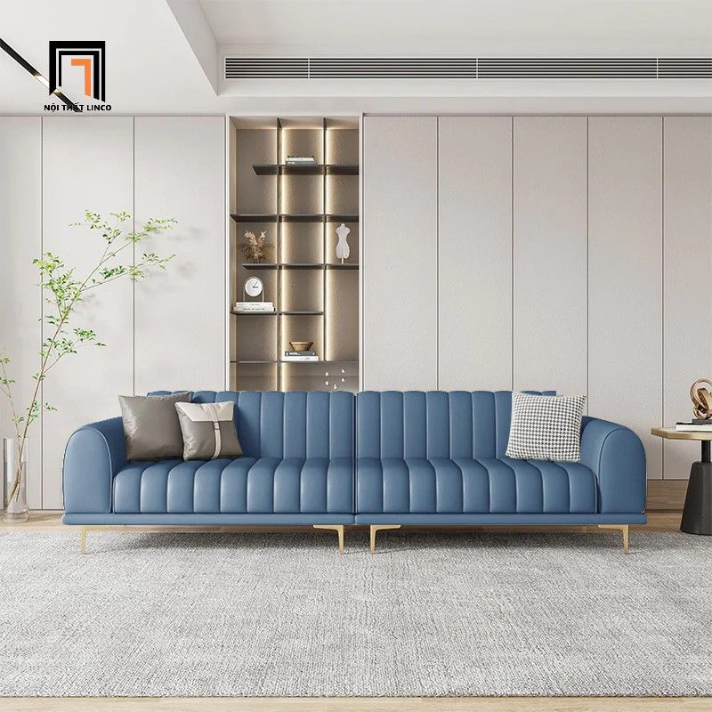 Ghế sofa băng da công nghiệp BT116 Palau dài 2m6 xám trắng