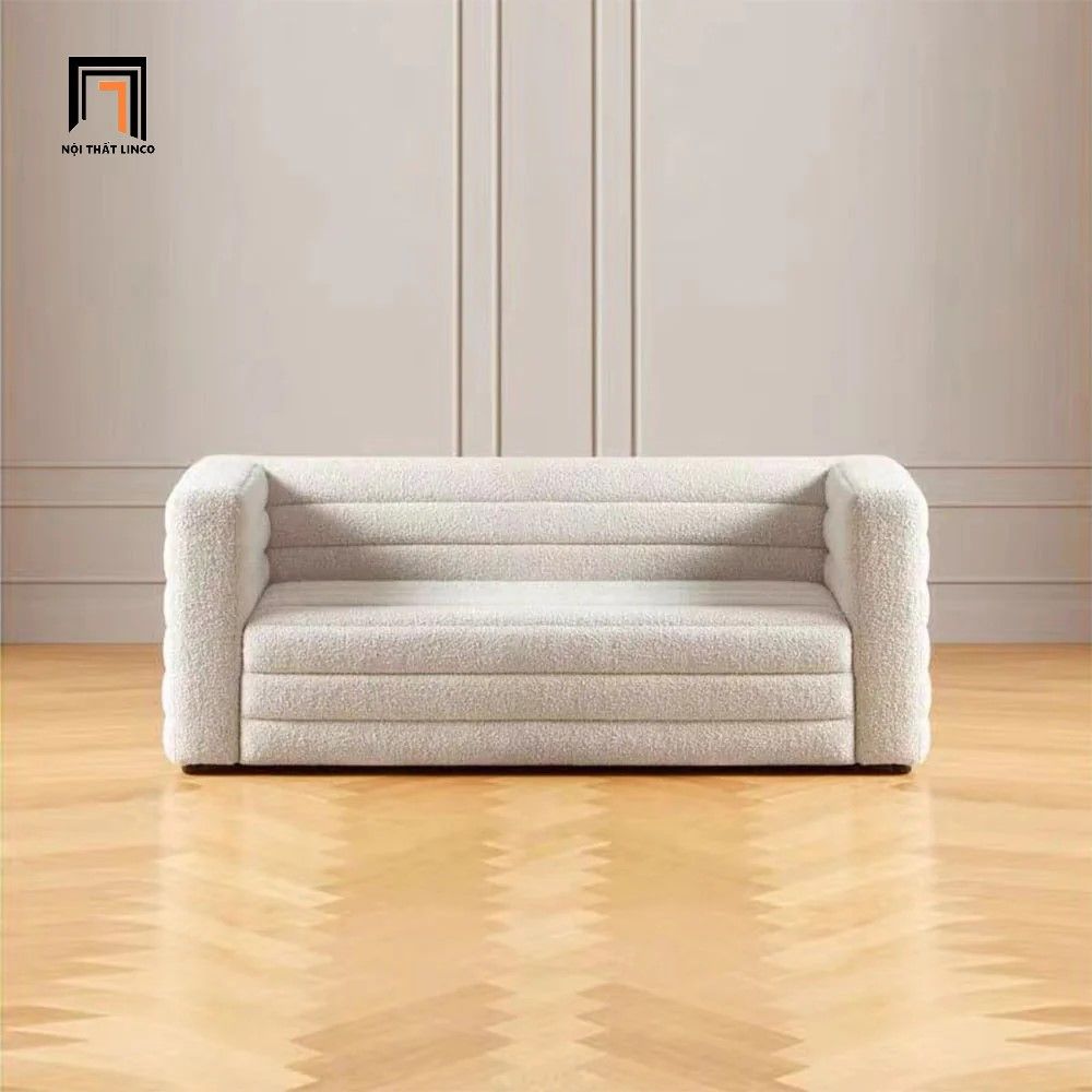 Ghế sofa băng dài 1m5 vải lông cừu BT146 Benn màu trắng kem