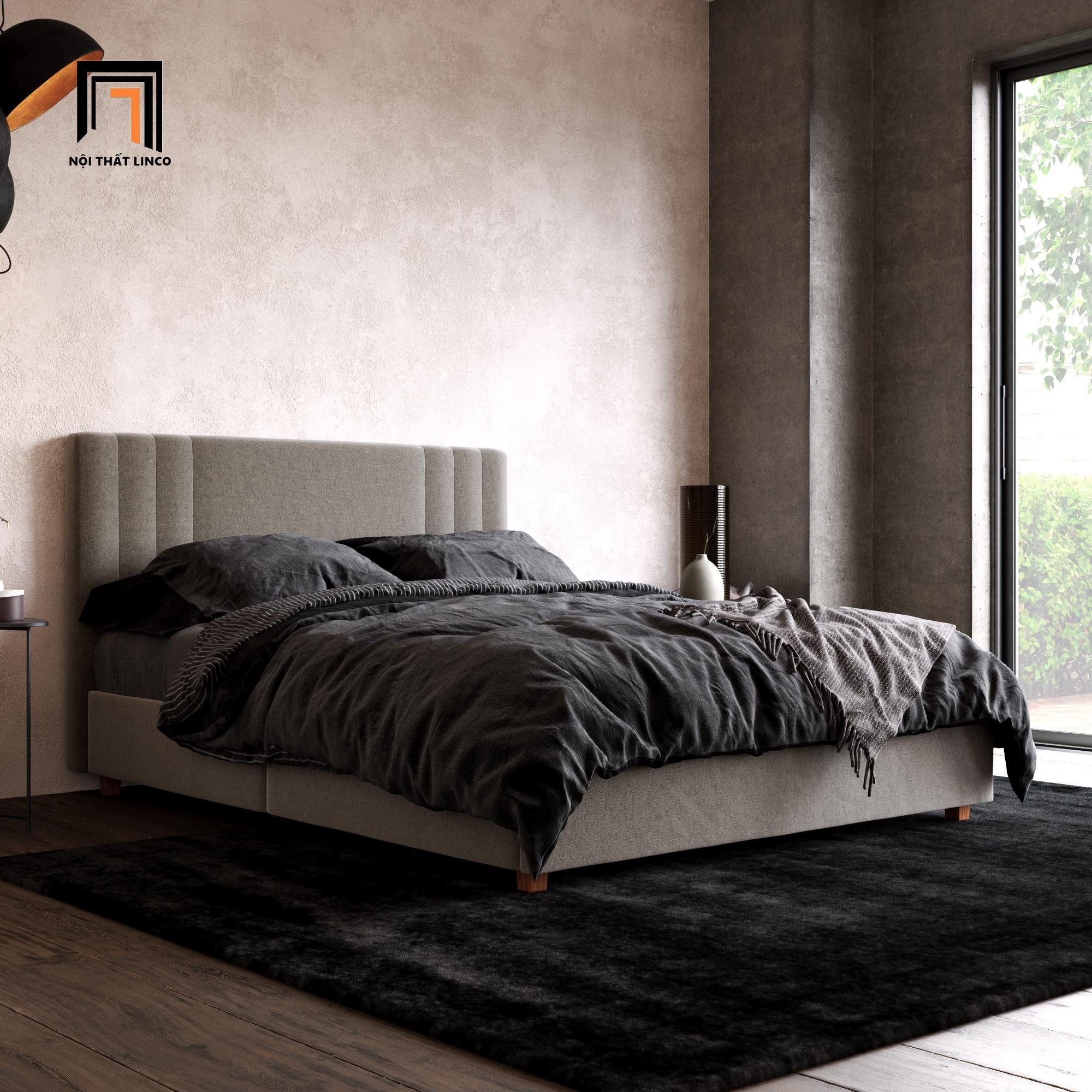 Giường ngủ đẹp cho căn hộ chung cư GN17 Queer vải nỉ xám