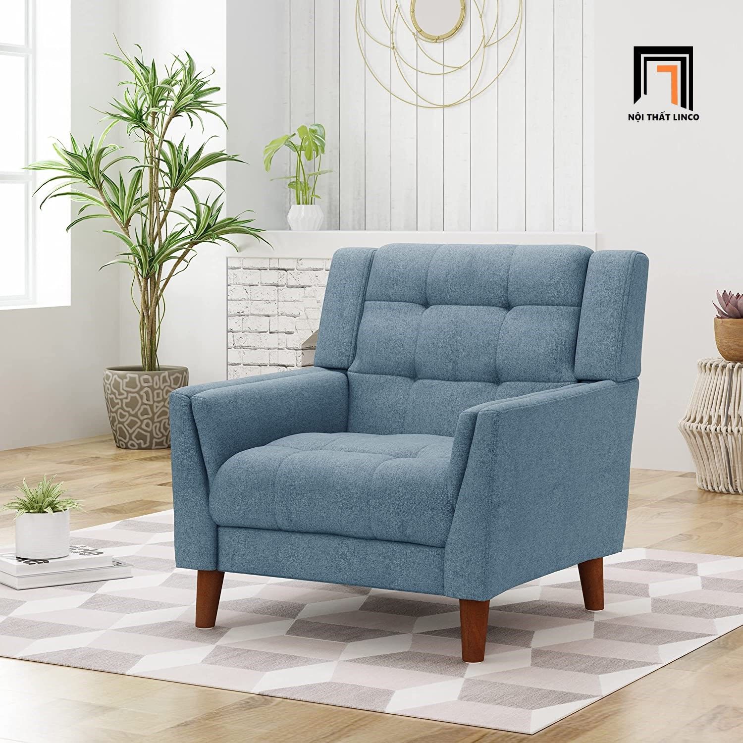 Ghế sofa đơn vải nỉ xinh xắn DT26 Monte cho phòng khách đẹp