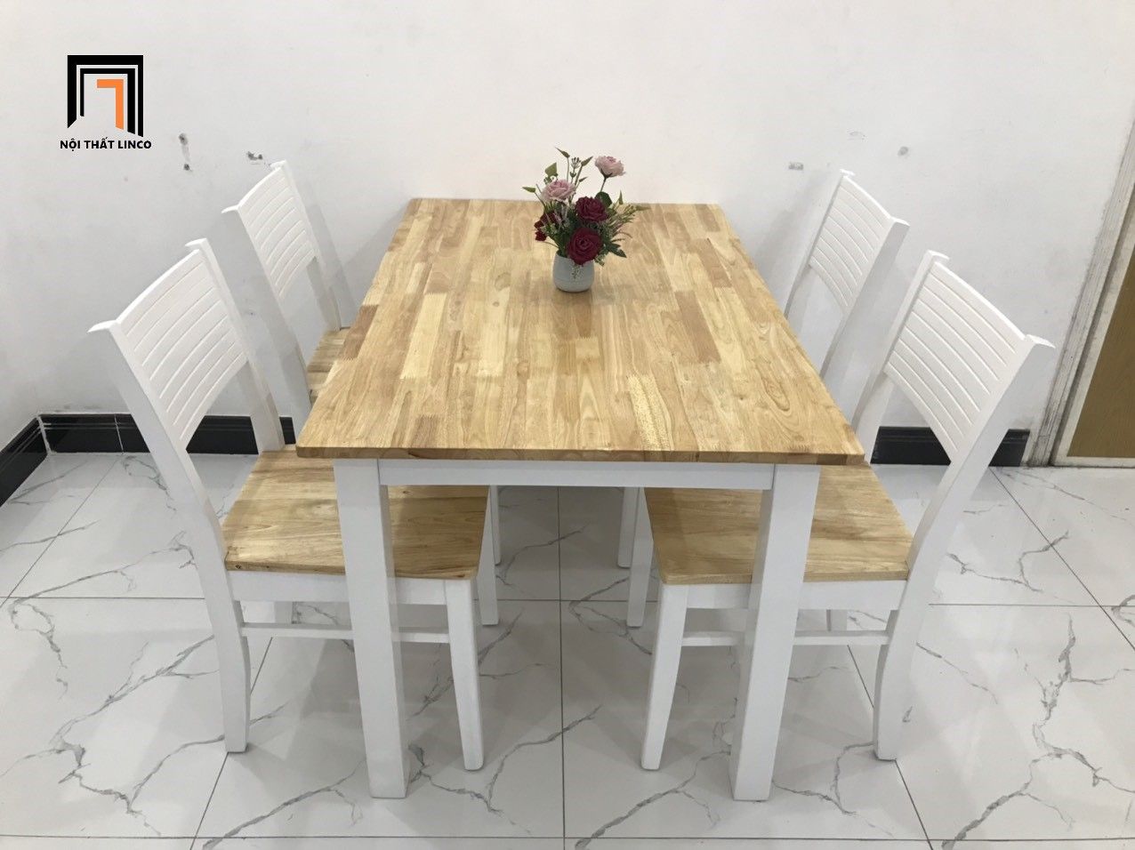 Bộ bàn ăn 4 ghế ngồi giá rẻ 5-KH4-G7-B108-go cho nhà bếp