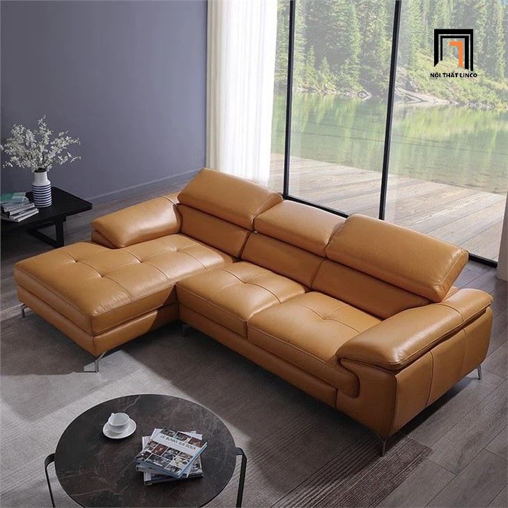 Bộ ghế sofa góc L cao cấp GT244 Trivoli 2m5 x 1m6 da giả nâu