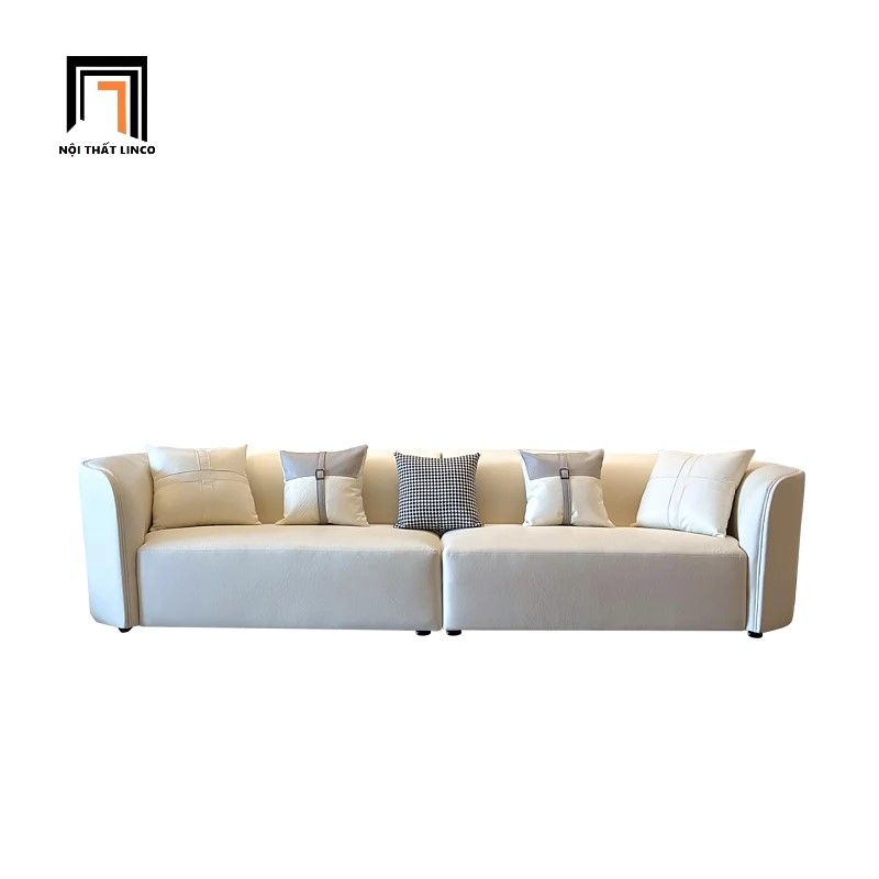 Ghế sofa băng cong 2m4 BT253 Oneil da công nghiệp trắng kem