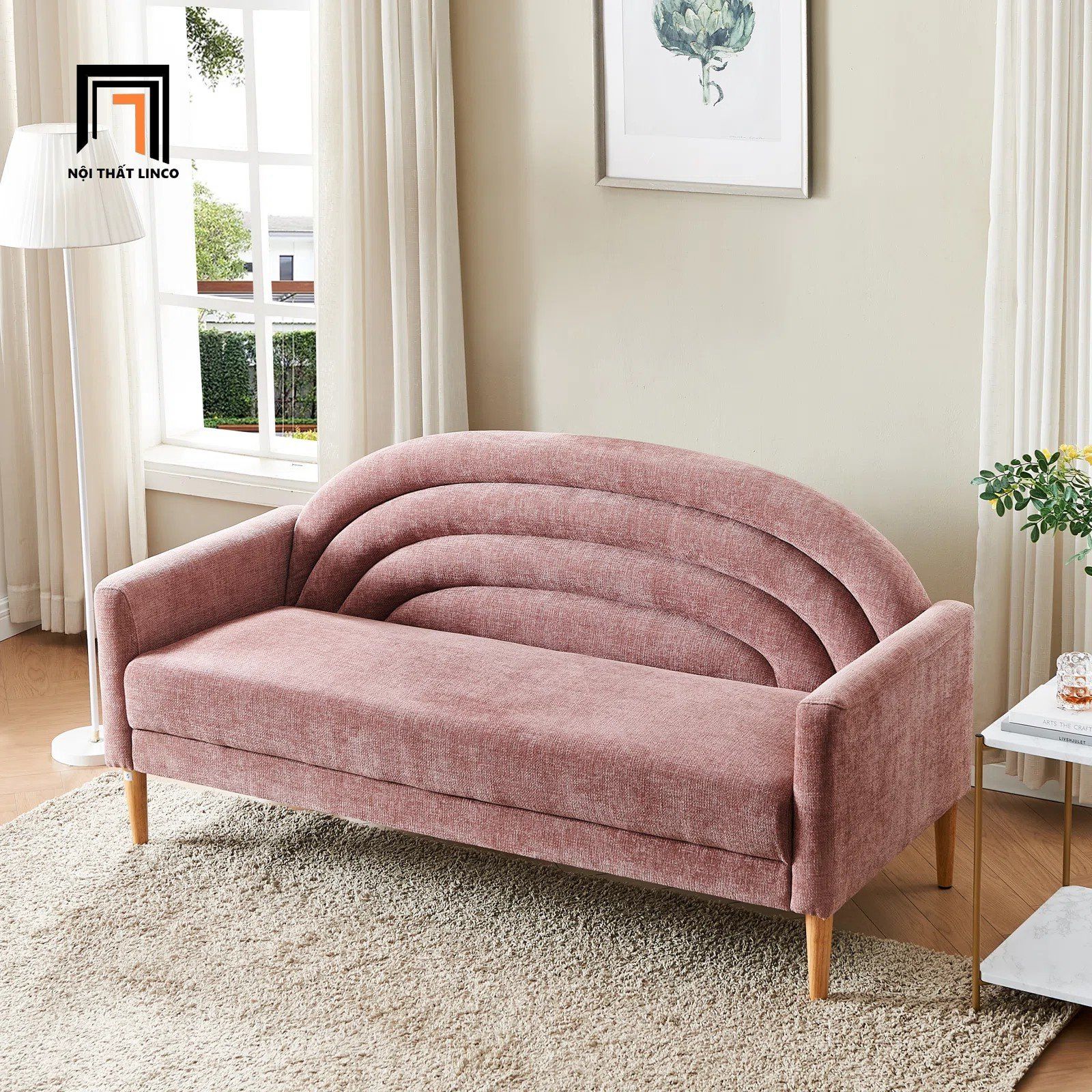 Sofa băng xinh xắn cho shop tiệm BT184 Michala dài 1m6 vải nỉ