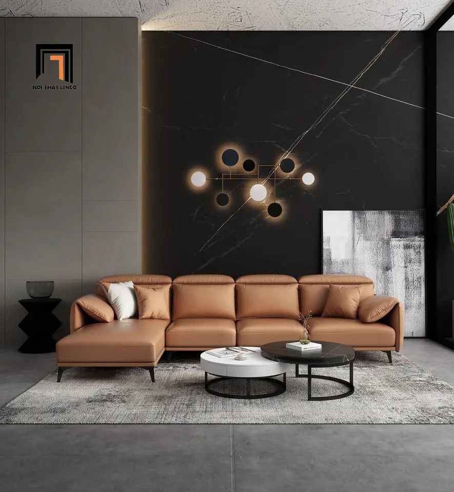 Bộ ghế sofa góc L hiện đại GT62 Waldina 2m8 x 1m6 chân inox