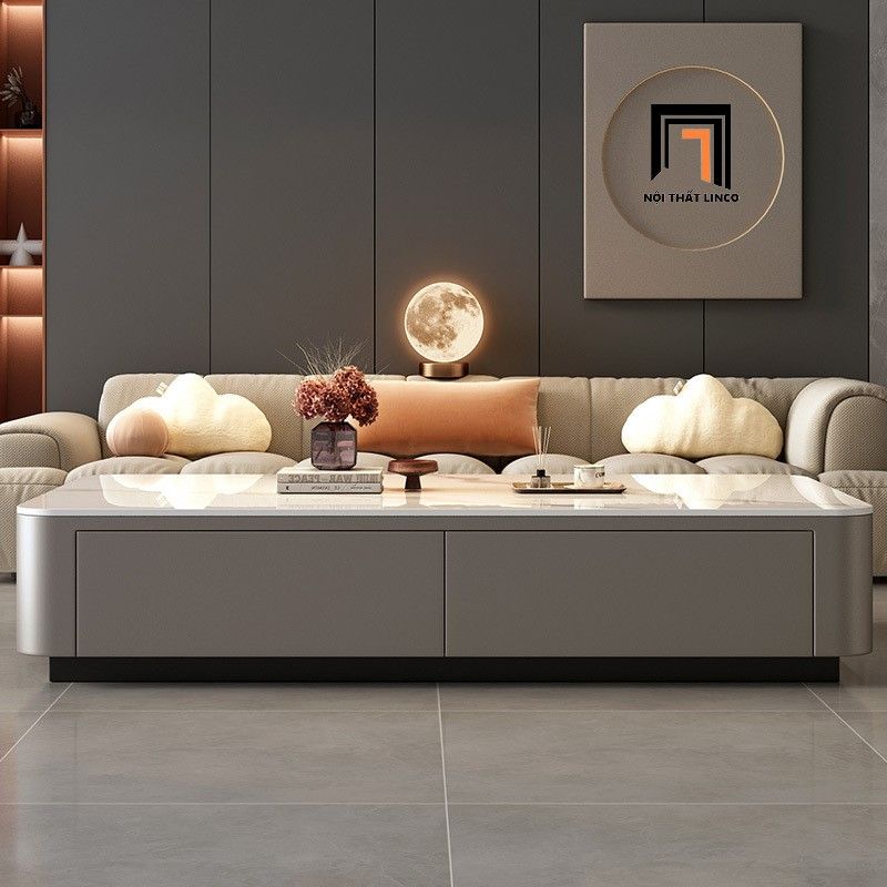 Bàn sofa chữ nhật mặt đá BSF85 Asbury 1m1 hộc kéo xinh xắn