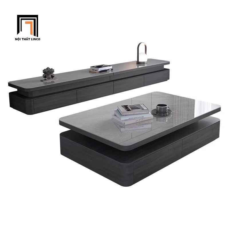 Bàn sofa phòng khách mặt đá 1m1 BSF92 Basque màu xám ghi