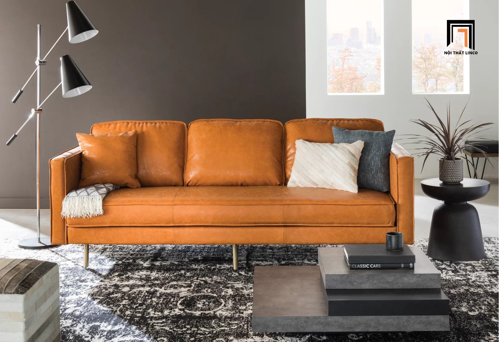 Ghế sofa băng dài 2m BT32 Roderic sang trọng chân inox
