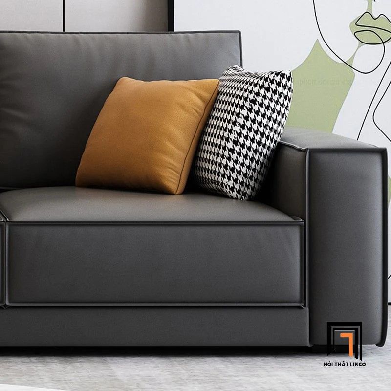 Ghế sofa băng dài 2m3 3 nệm ngồi BT250 da công nghiệp đen