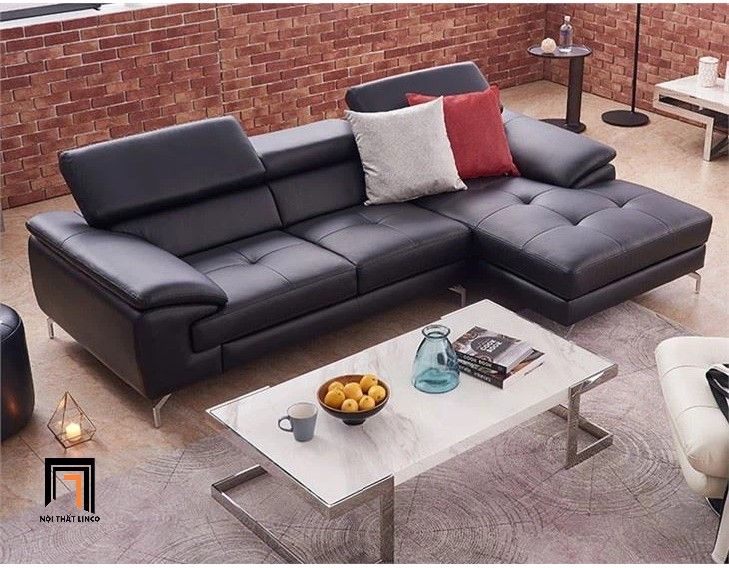 Bộ ghế sofa góc L cao cấp GT244 Trivoli 2m5 x 1m6 da giả nâu