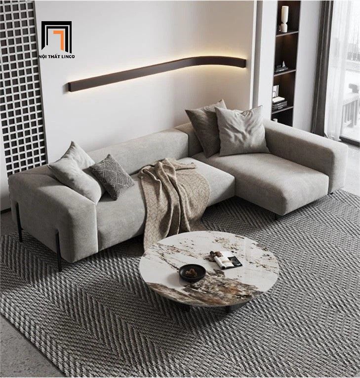 Set ghế sofa góc gia đình vải nỉ GT241 Moront 2m4 x 1m6 xám