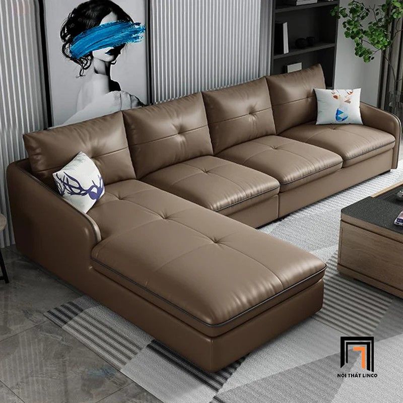 Bộ ghế sofa góc L da giả màu nâu GT229 Croxdale 2m5 x 1m7