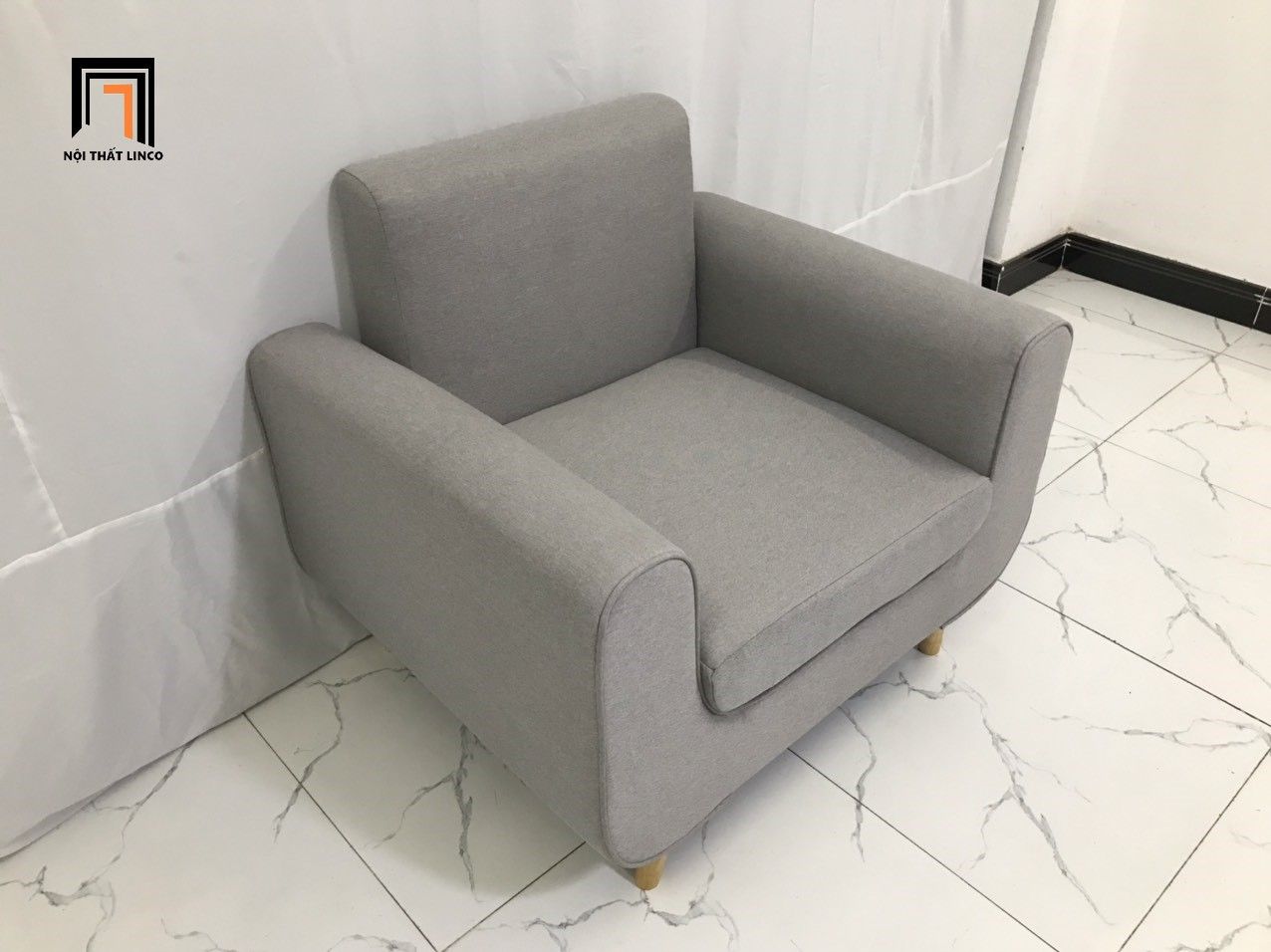 Ghế sofa đơn phòng khách NS04 màu xám ghi trắng