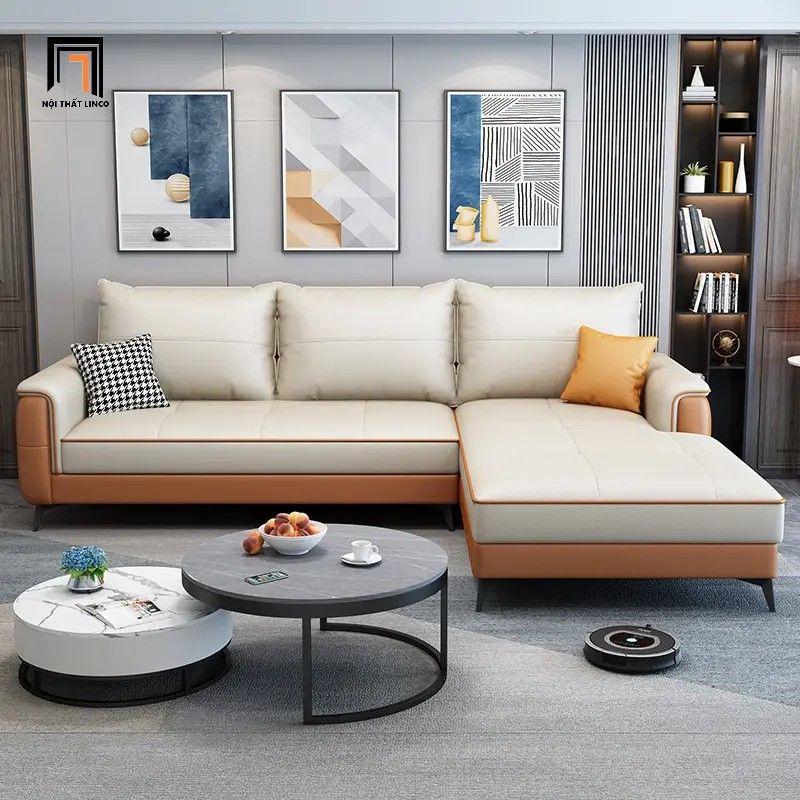 Bộ ghế sofa góc L GT61 Bovasis 2m3 x 1m6 da công nghiệp sang trọng