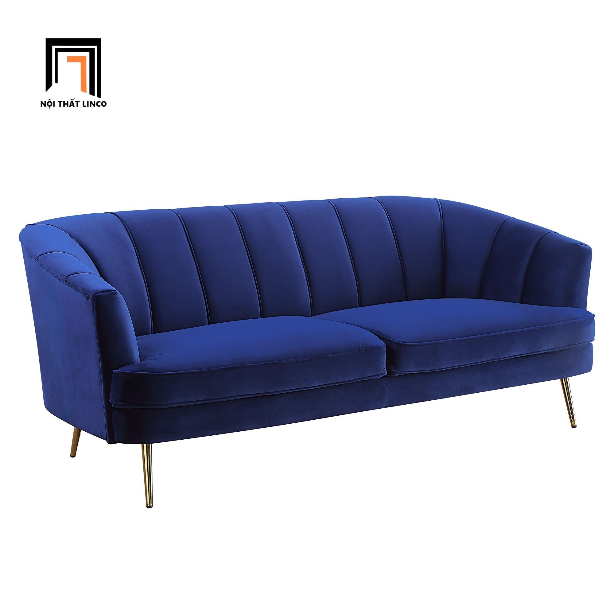 Set ghế sofa trang trí đẹp KT45 Eivor xanh đậm vải nhung
