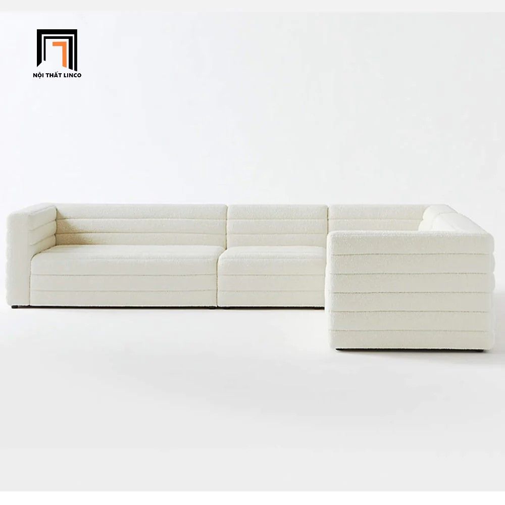 Bộ ghế sofa góc GT89 Benn 3m x 1m6 màu trắng kem vải nỉ