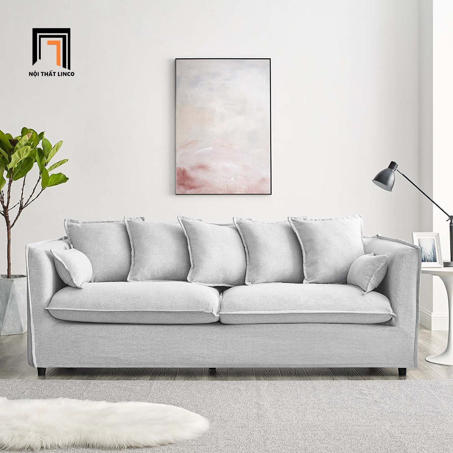 Ghế sofa băng nhỏ dài 1m9 BT109 Azure màu xám trắng