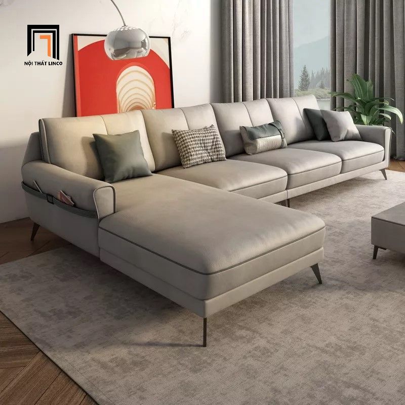 Bộ ghế sofa góc L da công nghiệp 3m x 1m6 GT30 màu xám cao cấp