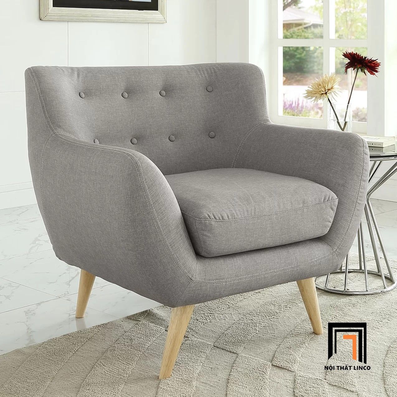 Ghế sofa đơn giá rẻ DT14 Ellice màu xám đậm vải bố