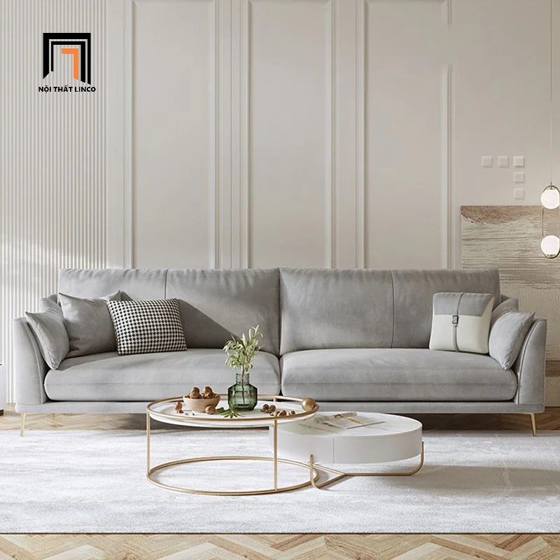Ghế sofa băng vải nỉ xám trắng 2m3 BT291 Riverton phòng khách
