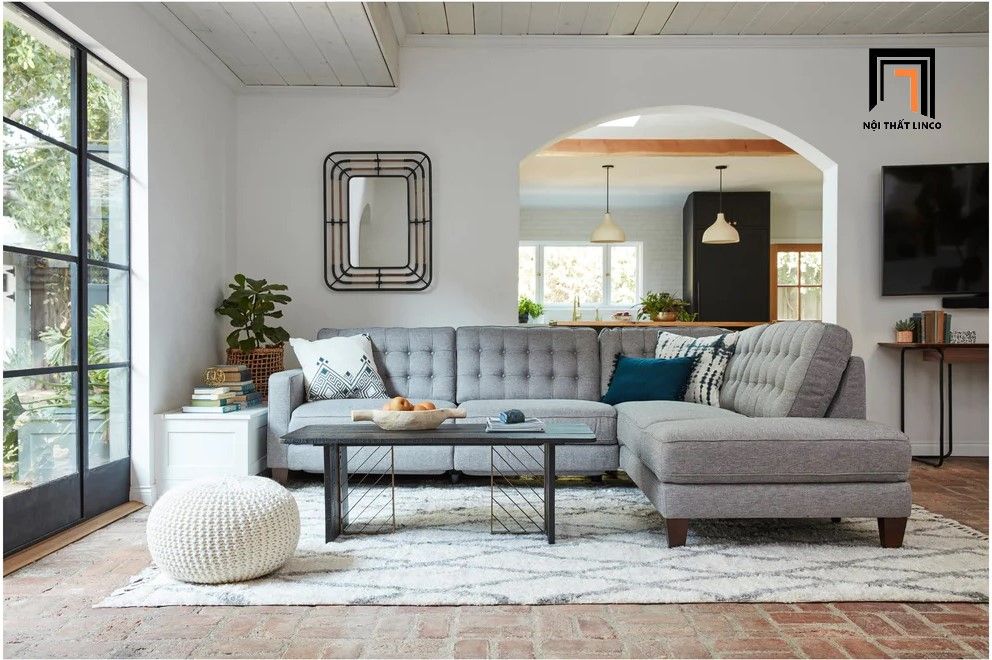 Bộ ghế sofa góc L GT17 Toranado 2m4 x 2m giật nút sang trọng