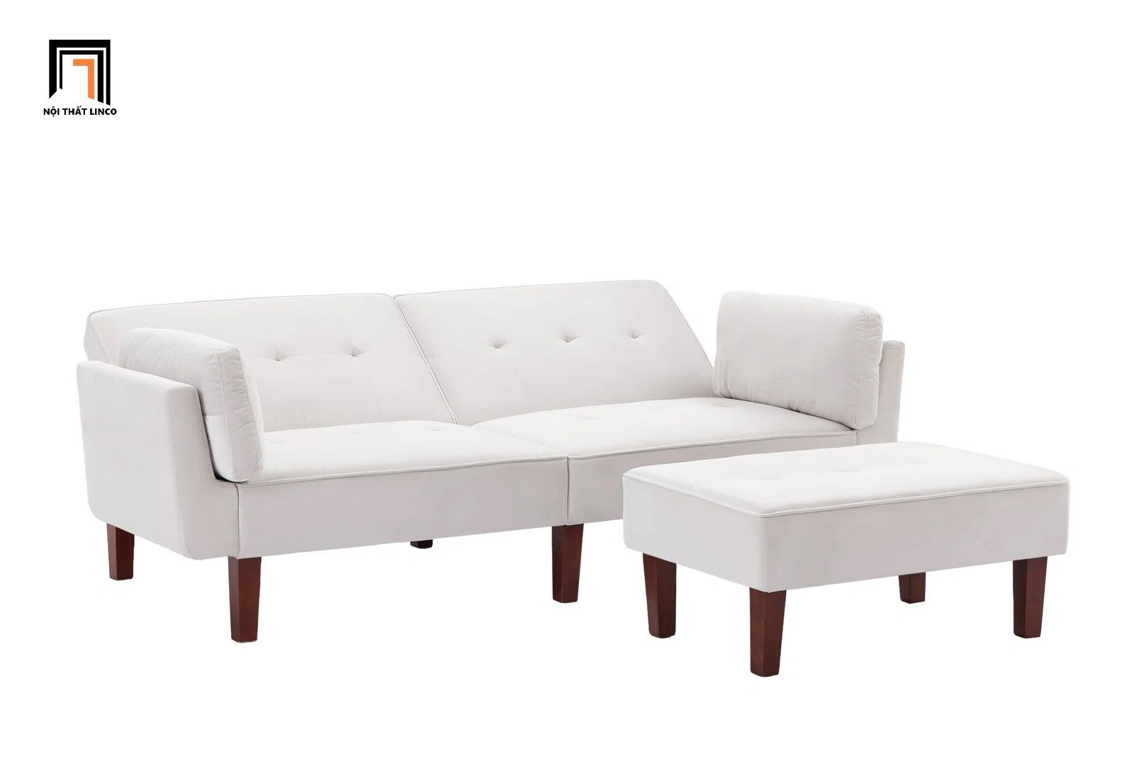 Ghế sofa bed giường nằm GB53 Armisen 2m xám trắng vải nỉ nhung