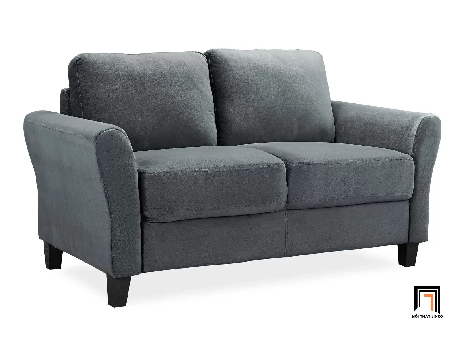 Ghế sofa băng mini nhỏ gọn 1m3 BT205 Caniah xám đen vải nhung
