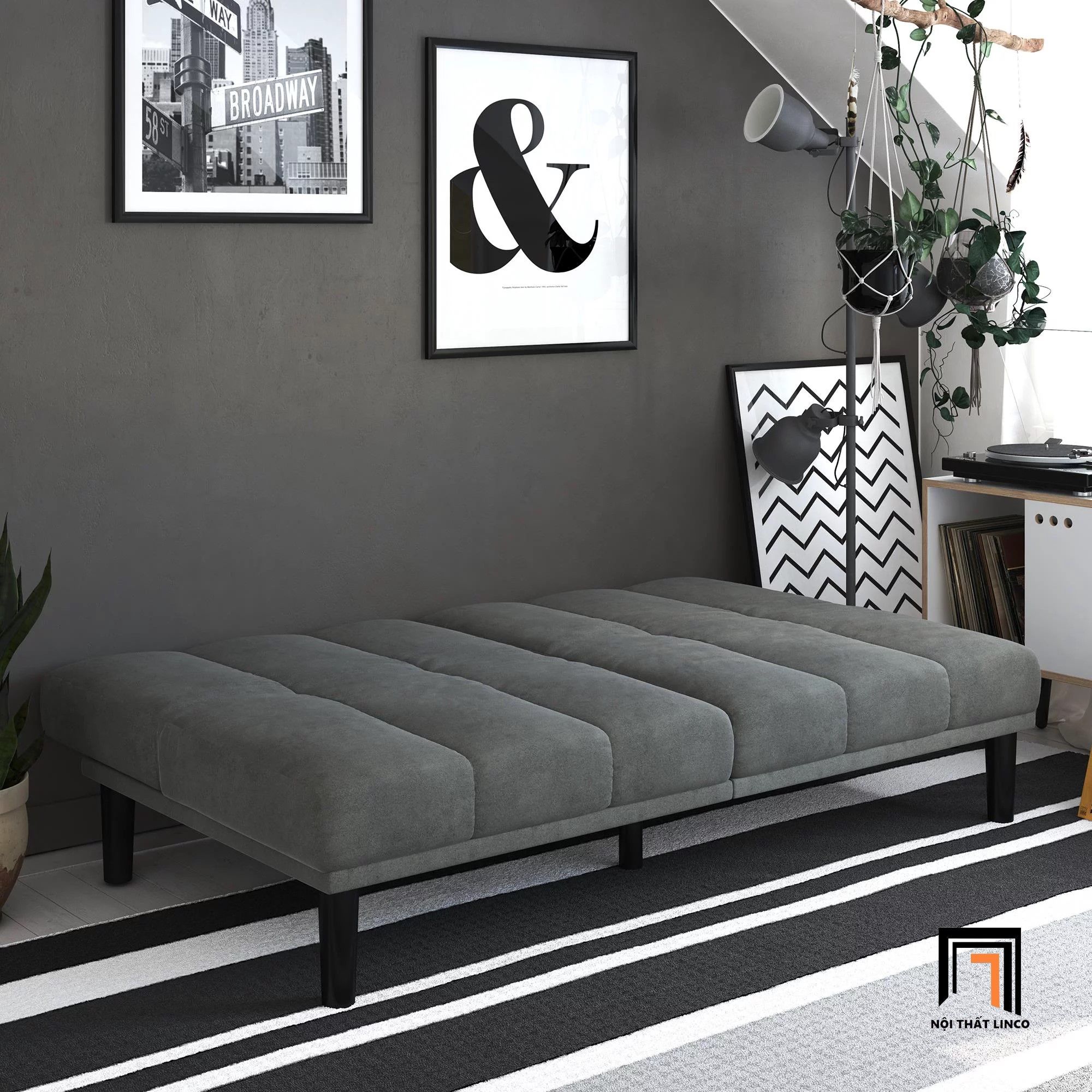 Ghế sofa giường màu xám đậm GB15 Msay dài 1m8 giá rẻ
