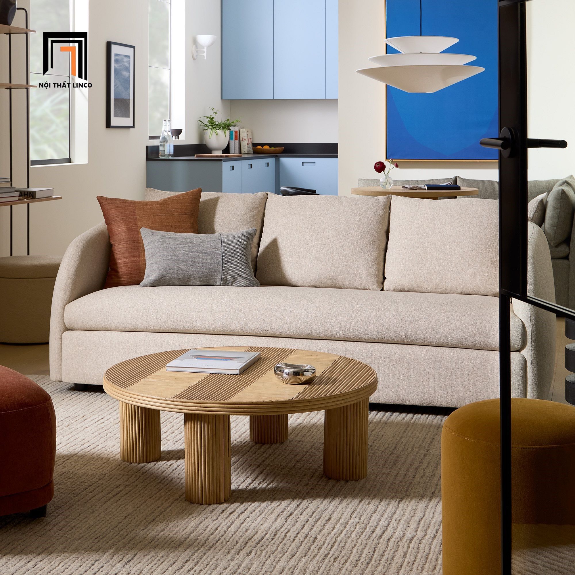 Ghế sofa băng cong vải nỉ BT121 Audrey 2m giá rẻ