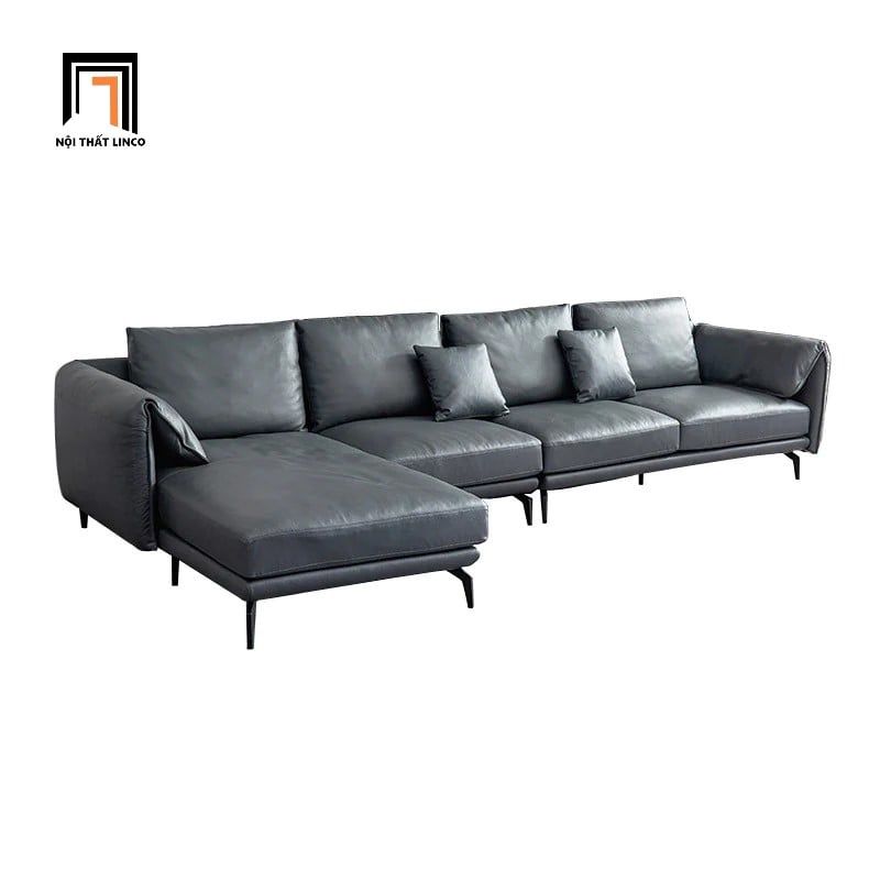 Bộ ghế sofa góc L 3m x 1m6 GT147 Santafe da công nghiệp xám đậm