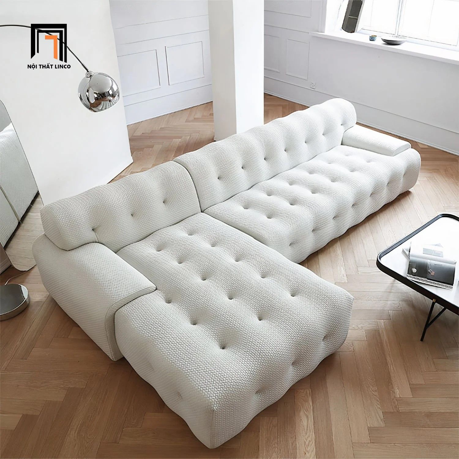 Ghế sofa góc L xinh xắn 2m6 x 1m6 GT197 Leeya cho gia đình