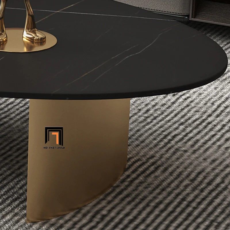 Bàn sofa mặt đá đen oval sang trọng BSF47 Reem 1m x 60