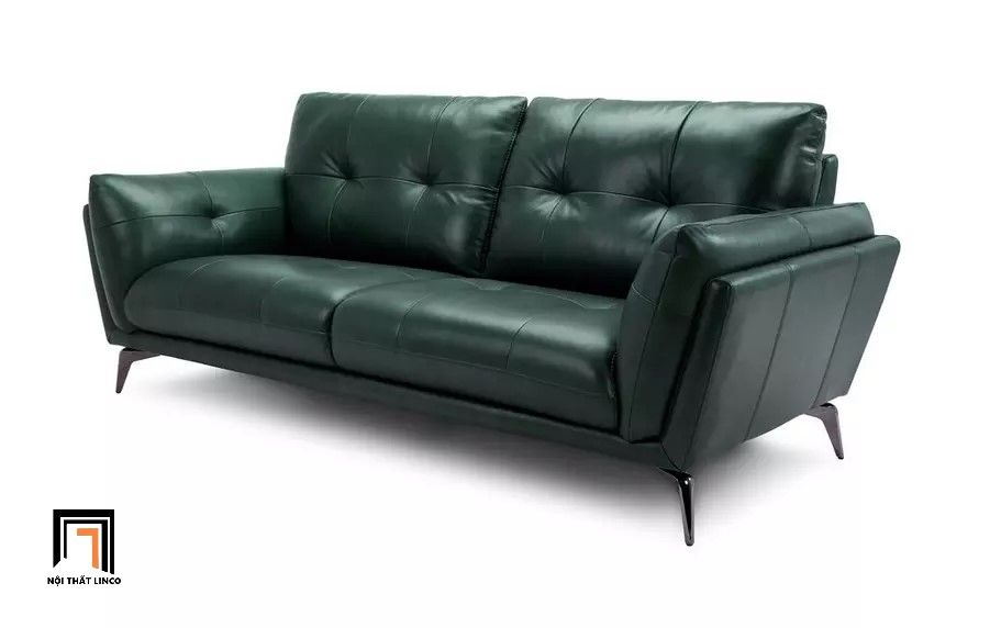 Sofa băng sang trọng BT263 Harlan 2m da công nghiệp xanh lá
