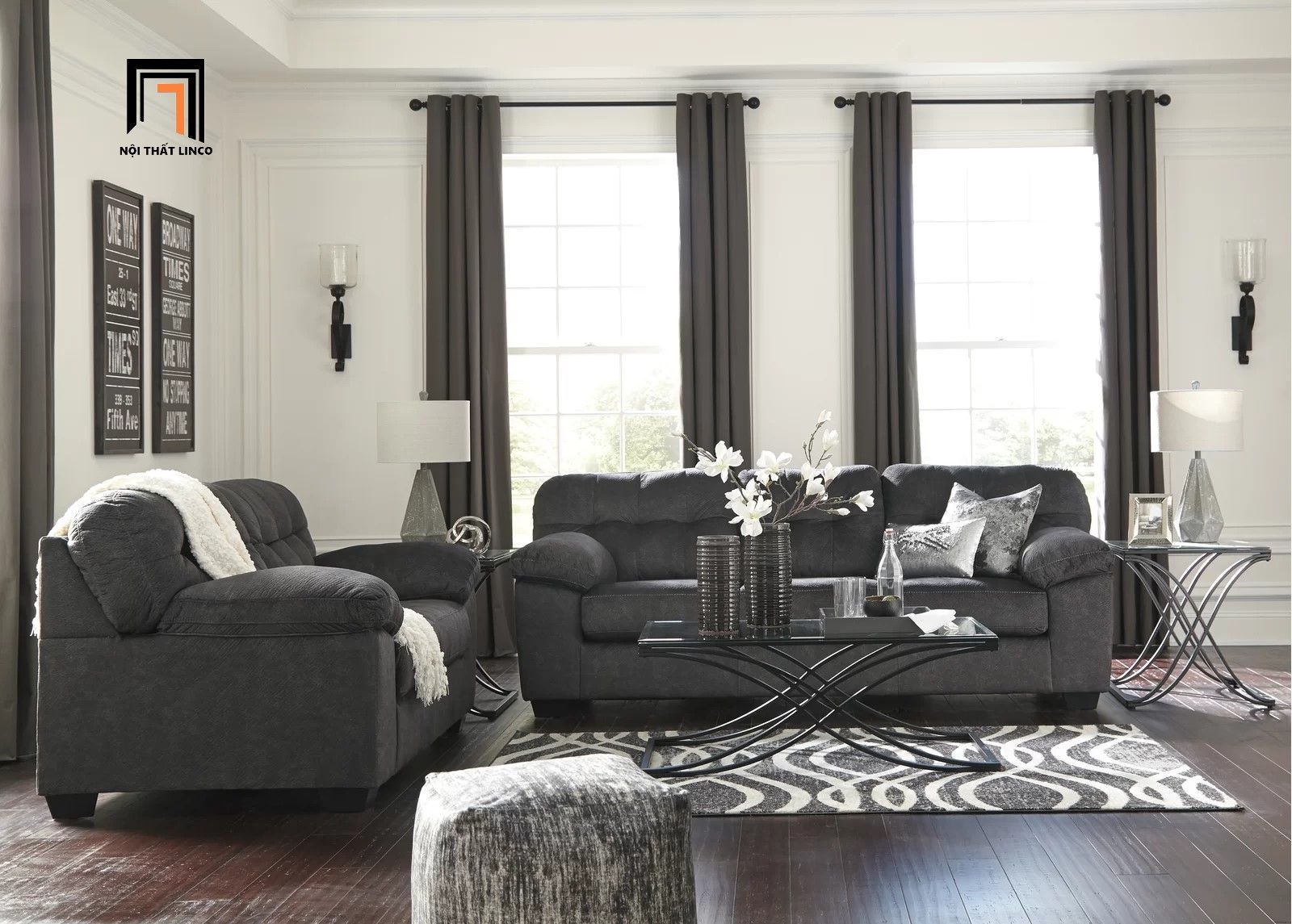 Ghế sofa băng da giả 2m BT31 Barrus phong cách châu Âu