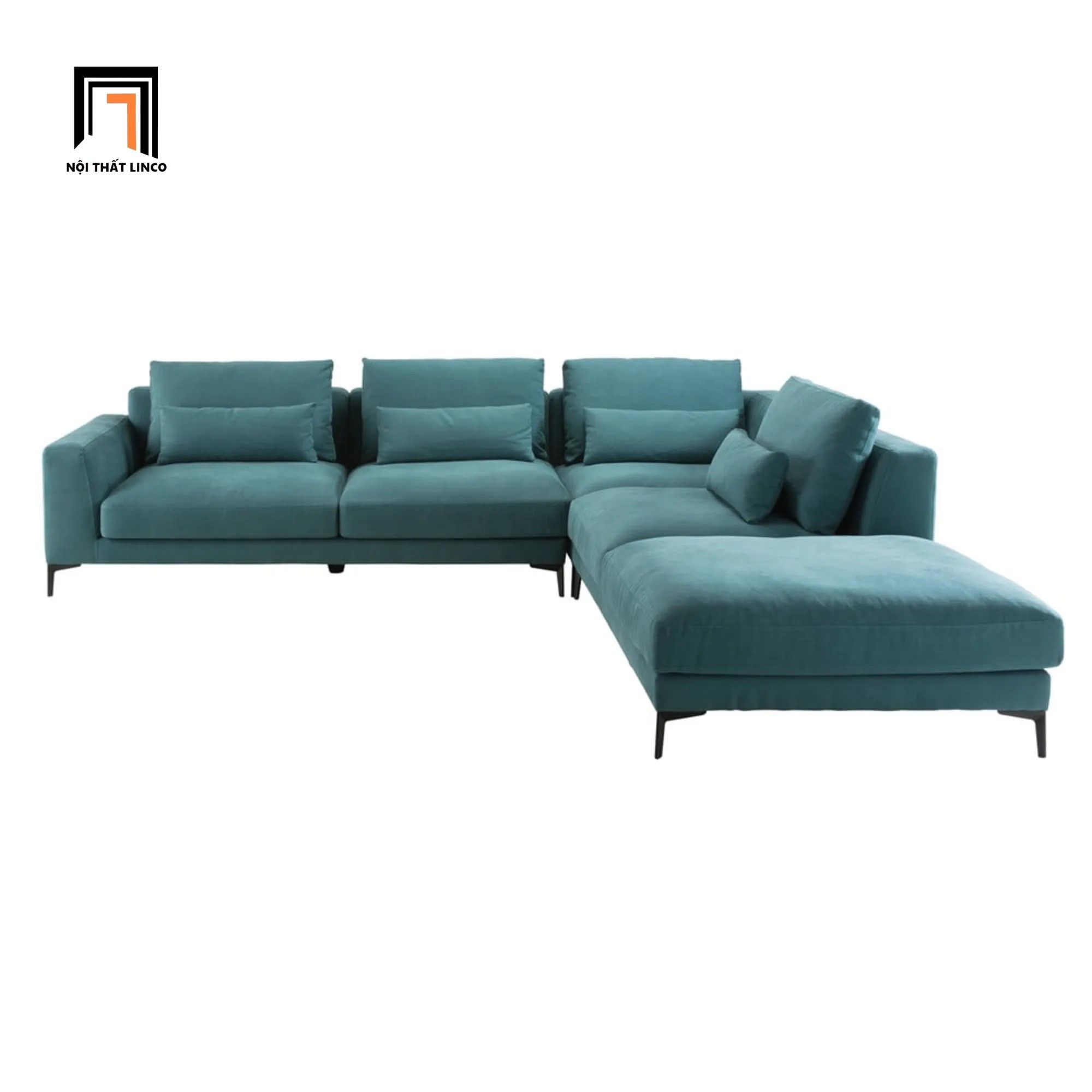 Bộ ghế sofa góc L 2m2 x 2m GT52 Porlan vải nhung nỉ